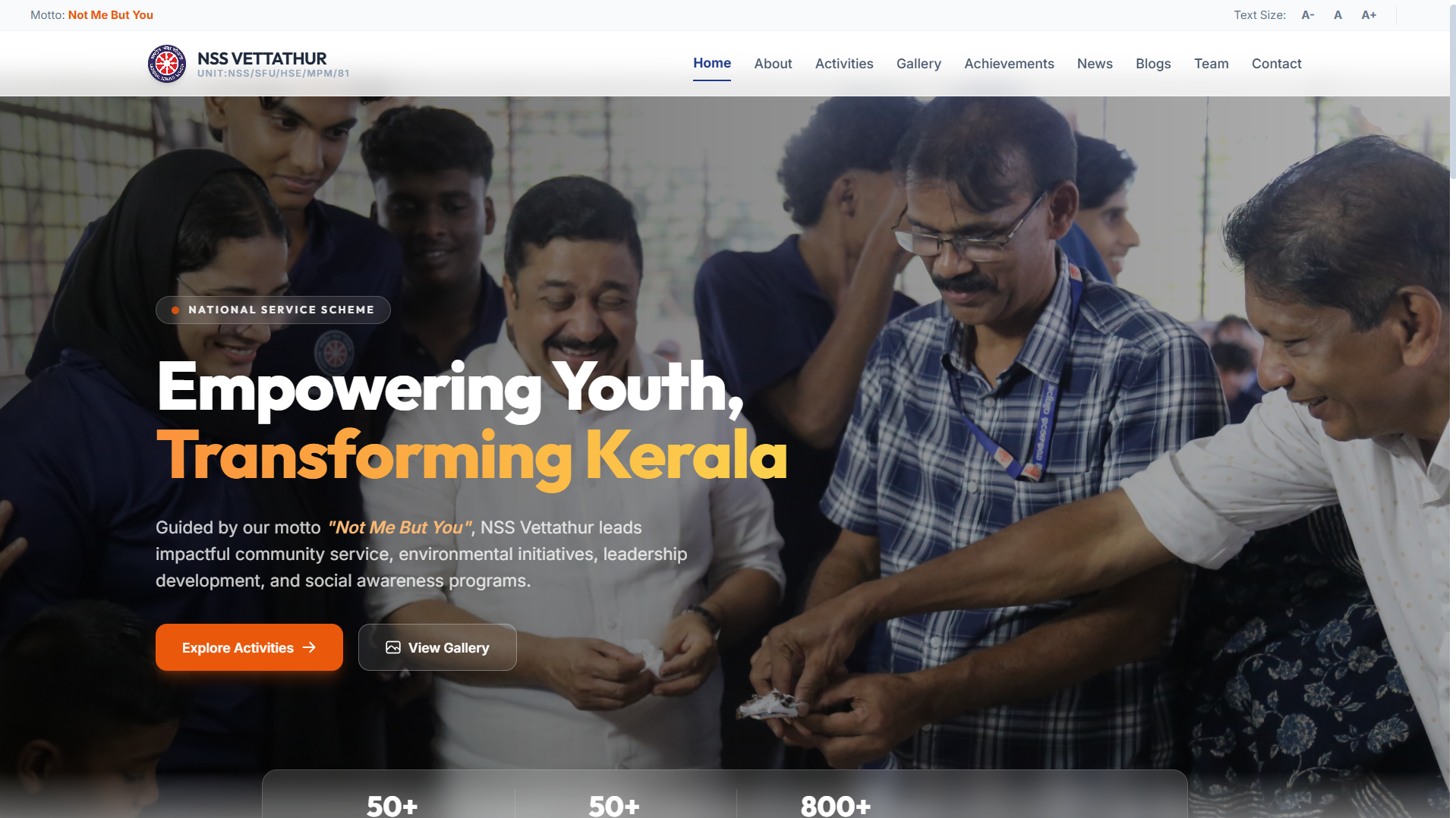 NSS Vettathur website homepage preview developed by Techora
